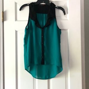 G- by Guess green/black button down blouse